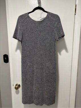 Amina Rubinacci Heathered Gray Short-Sleeve Midi Dress EU 44 US 8